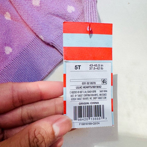 Toddler Girls' Heart Sweater Cardigan Cat & Jack Lilac Purple Cotton 5T NWT - Picture 5 of 5